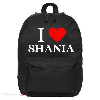 I Love Shania Heart First Name Shania 16 in Basic Backpack