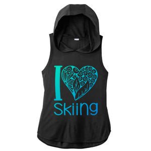 I Love Skiing For Ski Lovers Gift Ladies PosiCharge Tri-Blend Wicking Draft Hoodie Tank