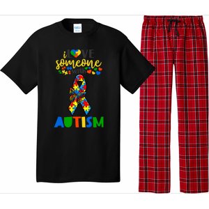 I Love Someone With Autism Puzzle Ribbon Butterfly Awareness Cool Gift Pajama Set