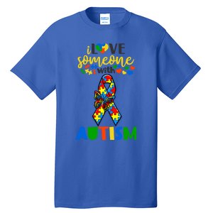 I Love Someone With Autism Puzzle Ribbon Butterfly Awareness Cool Gift Tall T-Shirt