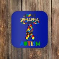 I Love Someone With Autism Puzzle Ribbon Butterfly Awareness Cool Gift Coaster