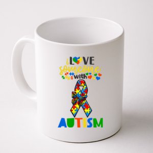 I Love Someone With Autism Puzzle Ribbon Butterfly Awareness Cool Gift Coffee Mug