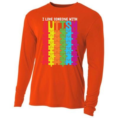 I Love Someone With Autism Puzzle Pieces Autism Awareness Cool Gift Cooling Performance Long Sleeve Crew