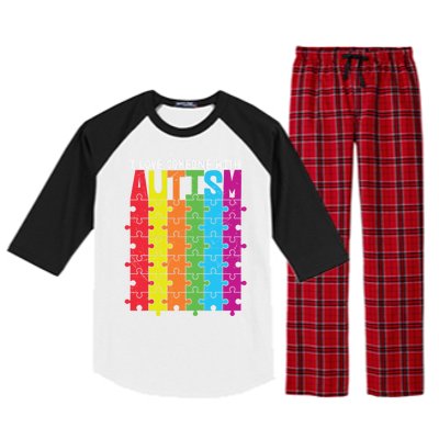 I Love Someone With Autism Puzzle Pieces Autism Awareness Cool Gift Raglan Sleeve Pajama Set