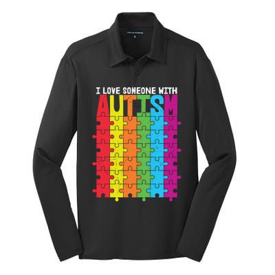 I Love Someone With Autism Puzzle Pieces Autism Awareness Cool Gift Silk Touch Performance Long Sleeve Polo