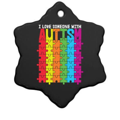 I Love Someone With Autism Puzzle Pieces Autism Awareness Cool Gift Ceramic Star Ornament