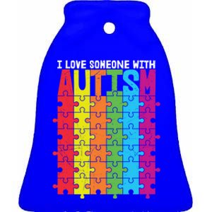 I Love Someone With Autism Puzzle Pieces Autism Awareness Cool Gift Ceramic Bell Ornament