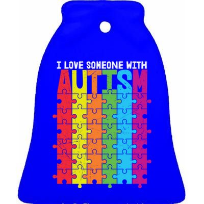 I Love Someone With Autism Puzzle Pieces Autism Awareness Cool Gift Ceramic Bell Ornament