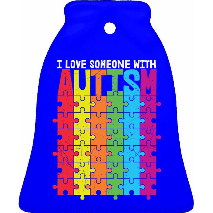 I Love Someone With Autism Puzzle Pieces Autism Awareness Cool Gift Ceramic Bell Ornament