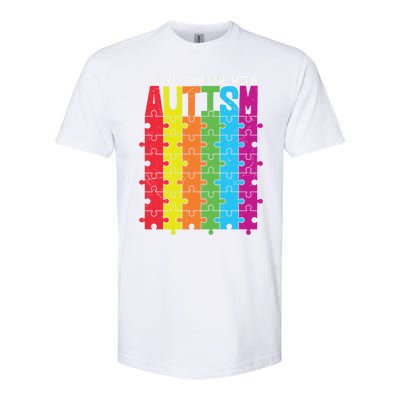 I Love Someone With Autism Puzzle Pieces Autism Awareness Cool Gift Softstyle® CVC T-Shirt