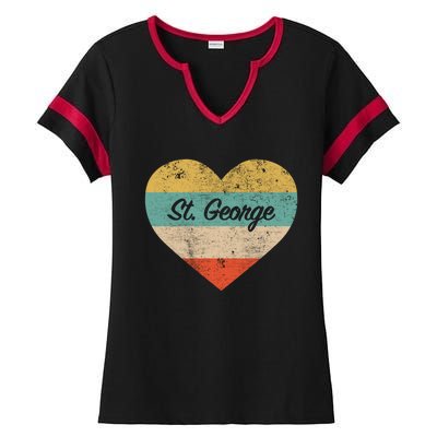 I Love St George Utah Vintage Distressed Retro Great Gift Ladies Halftime Notch Neck Tee