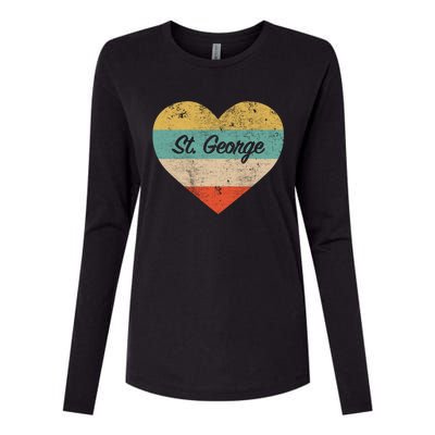 I Love St George Utah Vintage Distressed Retro Great Gift Womens Cotton Relaxed Long Sleeve T-Shirt