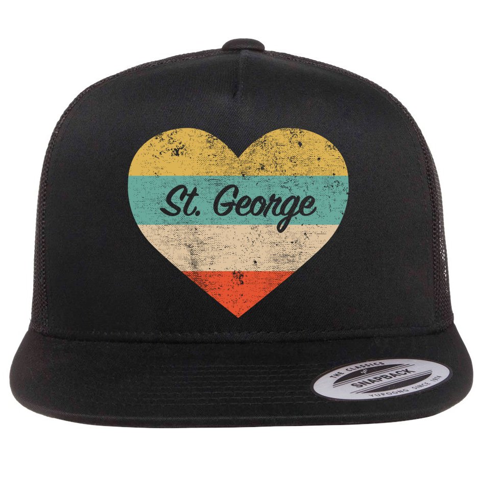 I Love St George Utah Vintage Distressed Retro Great Gift Flat Bill Trucker Hat