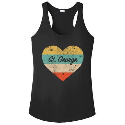 I Love St George Utah Vintage Distressed Retro Great Gift Ladies PosiCharge Competitor Racerback Tank