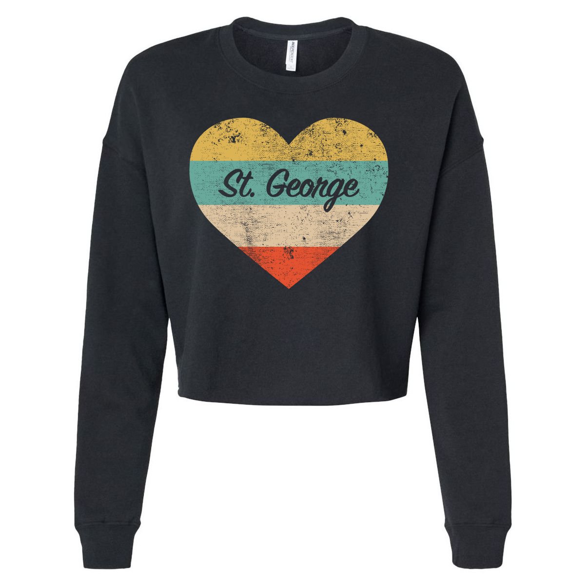 I Love St George Utah Vintage Distressed Retro Great Gift Cropped Pullover Crew