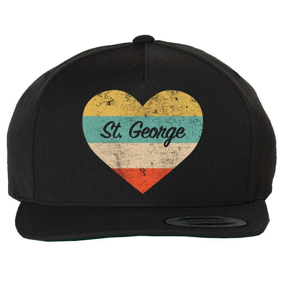 I Love St George Utah Vintage Distressed Retro Great Gift Wool Snapback Cap