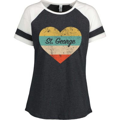 I Love St George Utah Vintage Distressed Retro Great Gift Enza Ladies Jersey Colorblock Tee