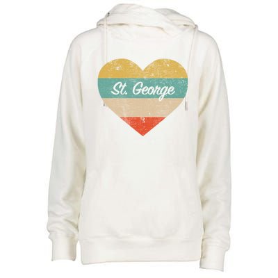 I Love St George Utah Vintage Distressed Retro Great Gift Womens Funnel Neck Pullover Hood