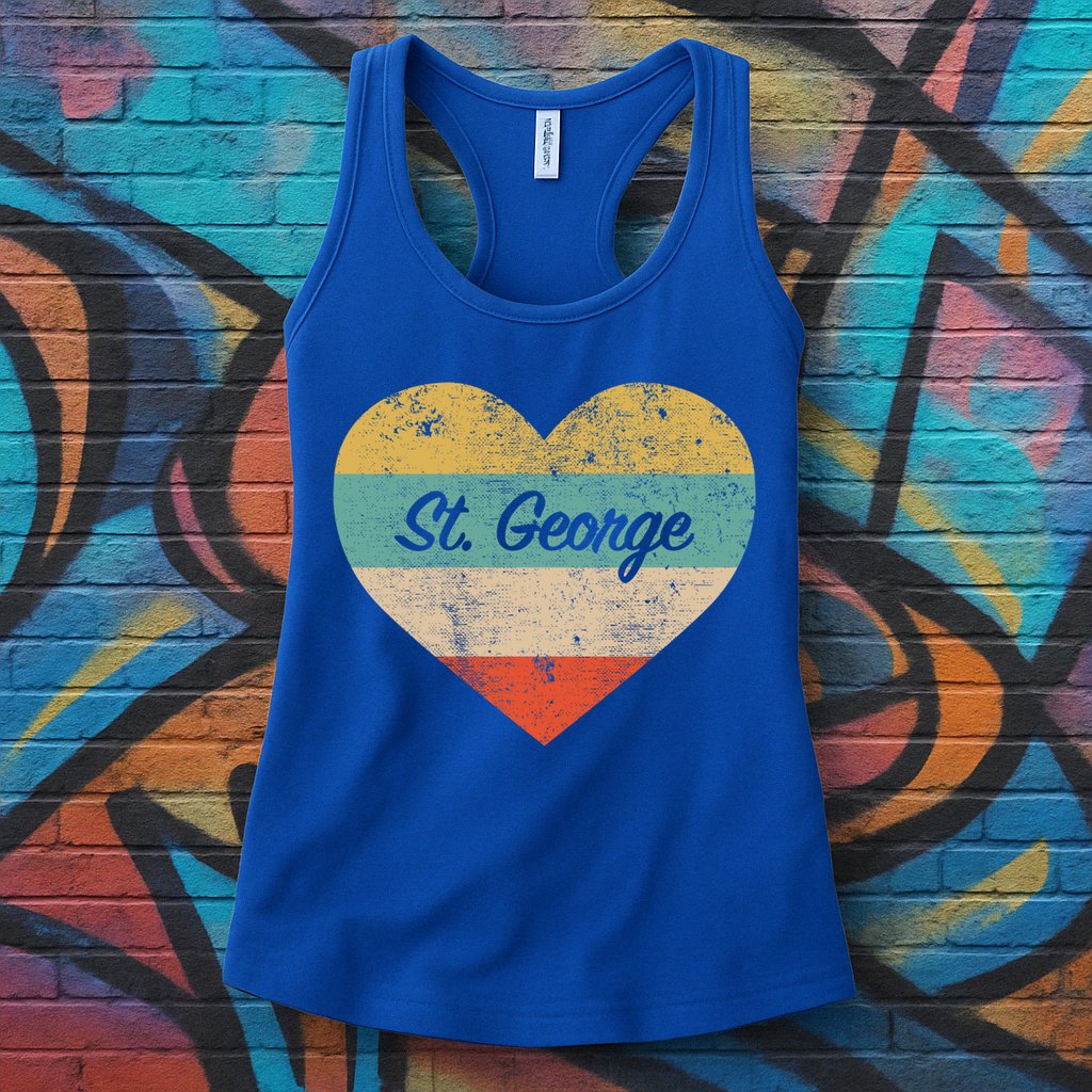 I Love St George Utah Vintage Distressed Retro Great Gift Womens Tank Top