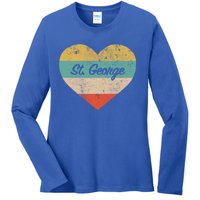 I Love St George Utah Vintage Distressed Retro Great Gift Ladies Long Sleeve Shirt