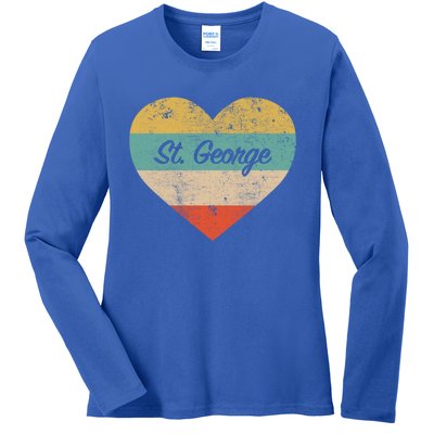 I Love St George Utah Vintage Distressed Retro Great Gift Ladies Long Sleeve Shirt