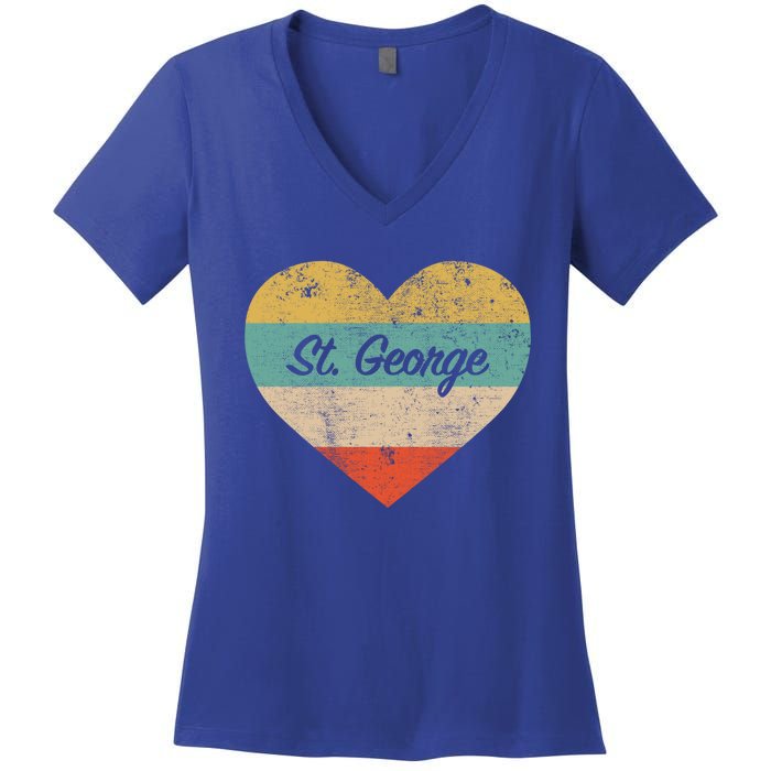 I Love St George Utah Vintage Distressed Retro Great Gift Women's V-Neck T-Shirt