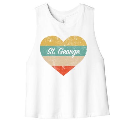 I Love St George Utah Vintage Distressed Retro Great Gift Women's Racerback Cropped Tank