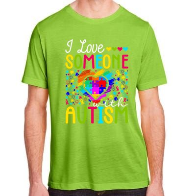 I Love Someone With Autism Rainbow Heart Puzzle Piece Gift Adult ChromaSoft Performance T-Shirt