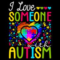 I Love Someone With Autism Rainbow Heart Puzzle Piece Gift Drawstring Bag