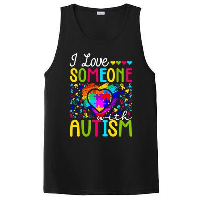 I Love Someone With Autism Rainbow Heart Puzzle Piece Gift PosiCharge Competitor Tank