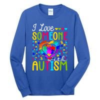 I Love Someone With Autism Rainbow Heart Puzzle Piece Gift Tall Long Sleeve T-Shirt