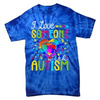 I Love Someone With Autism Rainbow Heart Puzzle Piece Gift Tie-Dye T-Shirt