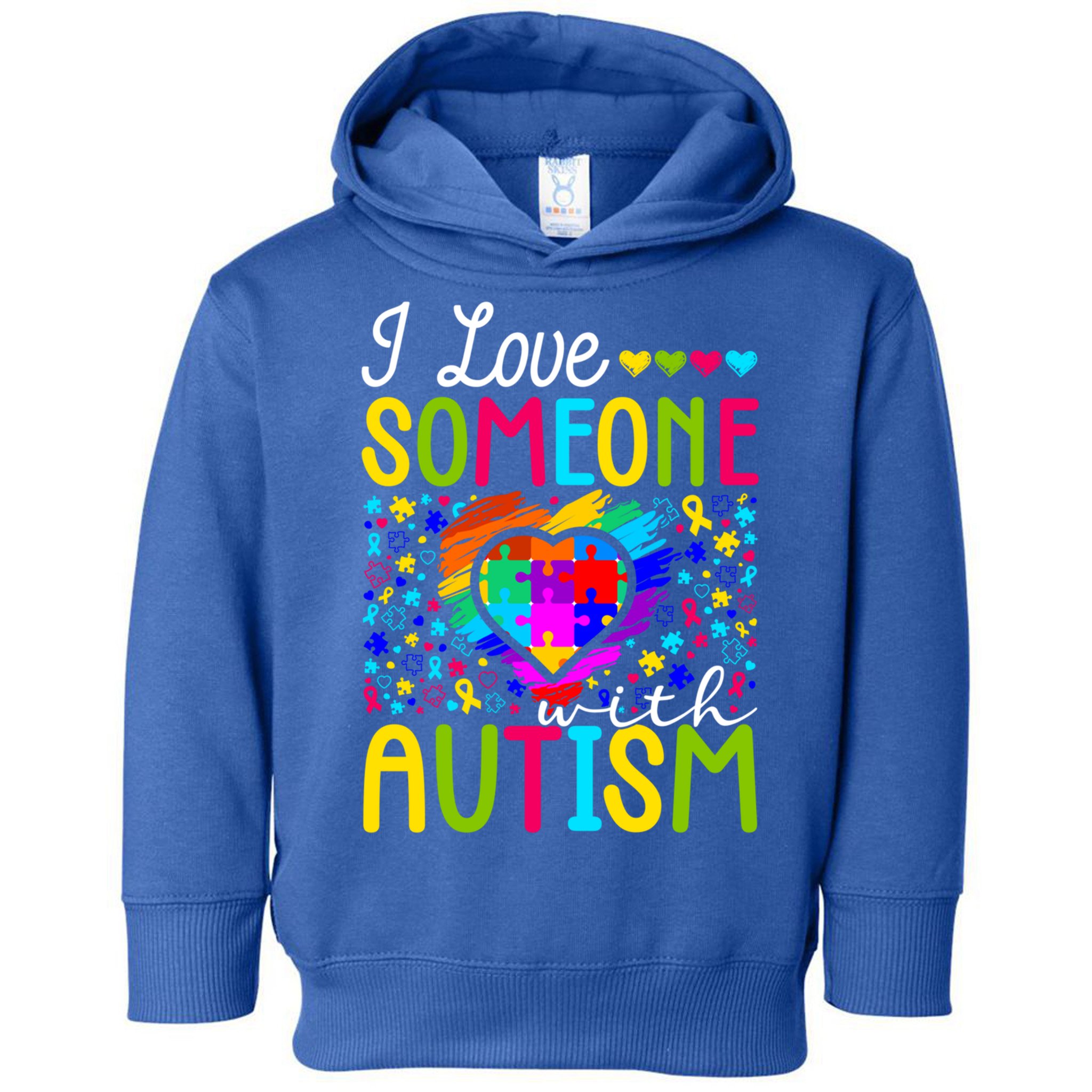 I Love Someone With Autism Rainbow Heart Puzzle Piece Gift Toddler Hoodie