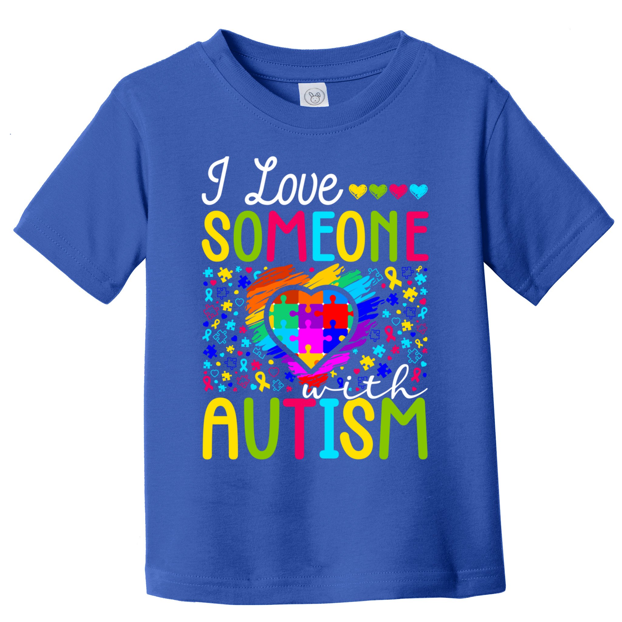 I Love Someone With Autism Rainbow Heart Puzzle Piece Gift Toddler T-Shirt