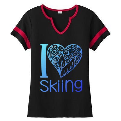 I Love Skiing For Ski Lovers Gift Ladies Halftime Notch Neck Tee