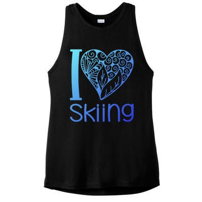 I Love Skiing For Ski Lovers Gift Ladies PosiCharge Tri-Blend Wicking Tank