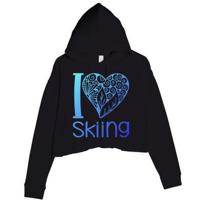 I Love Skiing For Ski Lovers Gift Crop Fleece Hoodie