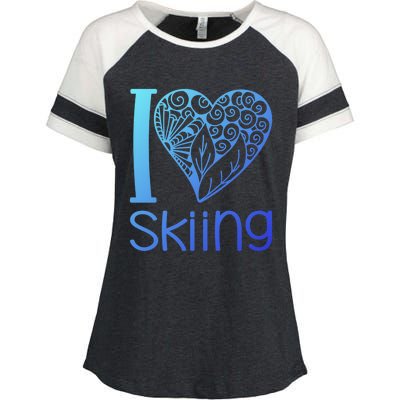 I Love Skiing For Ski Lovers Gift Enza Ladies Jersey Colorblock Tee