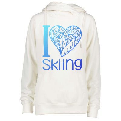 I Love Skiing For Ski Lovers Gift Womens Funnel Neck Pullover Hood