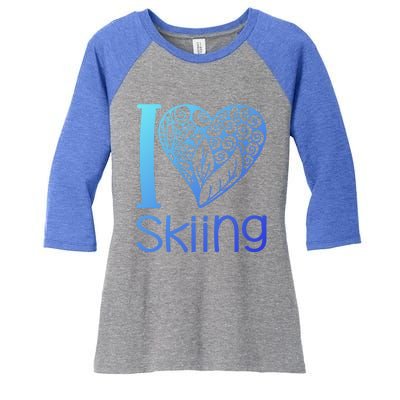 I Love Skiing For Ski Lovers Gift Women's Tri-Blend 3/4-Sleeve Raglan Shirt