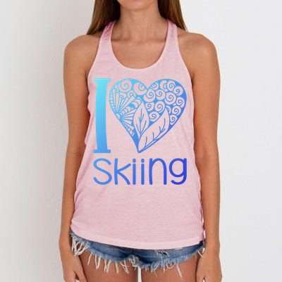 I Love Skiing For Ski Lovers Gift Women's Knotted Racerback Tank