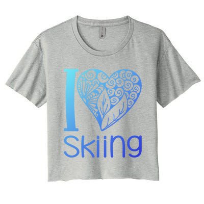 I Love Skiing For Ski Lovers Gift Women's Crop Top Tee