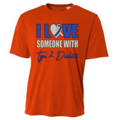 I Love Someone With Type 2 Diabetes Awareness Blue Ribbon Gift Cooling Performance Crew T-Shirt