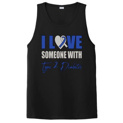 I Love Someone With Type 2 Diabetes Awareness Blue Ribbon Gift PosiCharge Competitor Tank