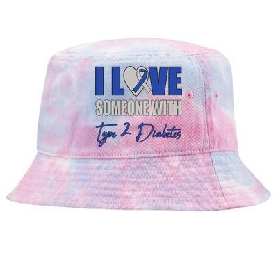 I Love Someone With Type 2 Diabetes Awareness Blue Ribbon Gift Tie-Dyed Bucket Hat