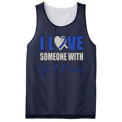 I Love Someone With Type 2 Diabetes Awareness Blue Ribbon Gift Mesh Reversible Basketball Jersey Tank