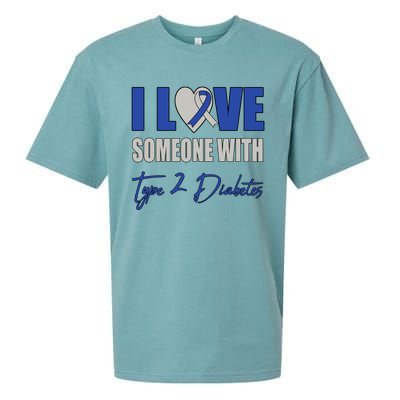 I Love Someone With Type 2 Diabetes Awareness Blue Ribbon Gift Sueded Cloud Jersey T-Shirt