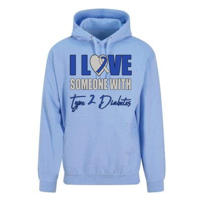 I Love Someone With Type 2 Diabetes Awareness Blue Ribbon Gift Unisex Surf Hoodie