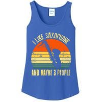 I Like Saxophone And Maybe 3 People Funny Retro Vintage Gift Ladies Essential Tank