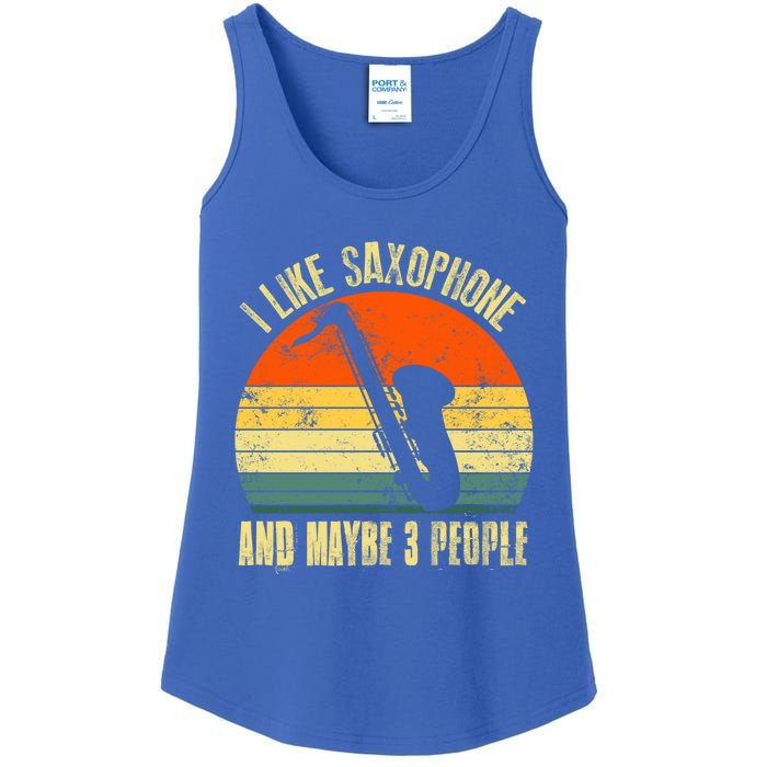 I Like Saxophone And Maybe 3 People Funny Retro Vintage Gift Ladies Essential Tank